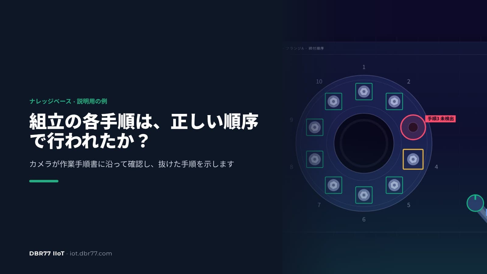 組立の各手順が正しい順序で行われたか、カメラで確認するには？