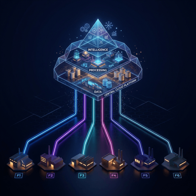 IRIS Cloud Architecture — multi-tenant SaaS platform connecting factories