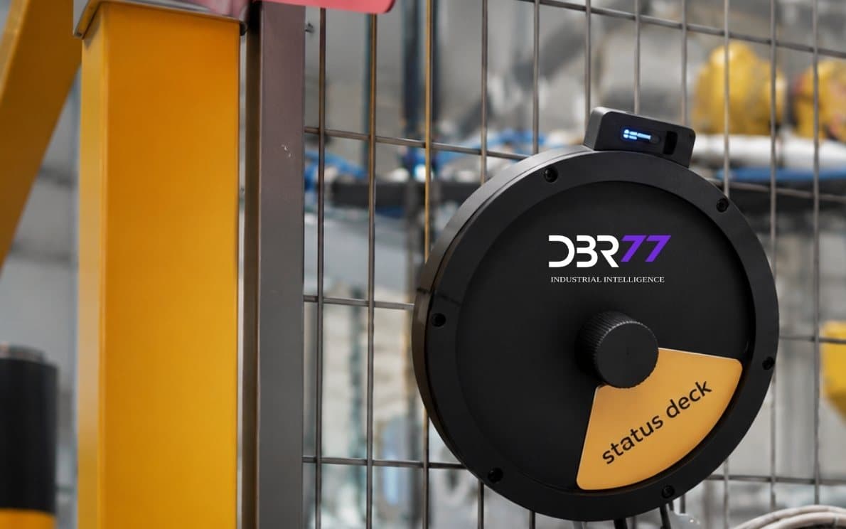 DBR77 Status Deck mounted on a guard fence at the workstation